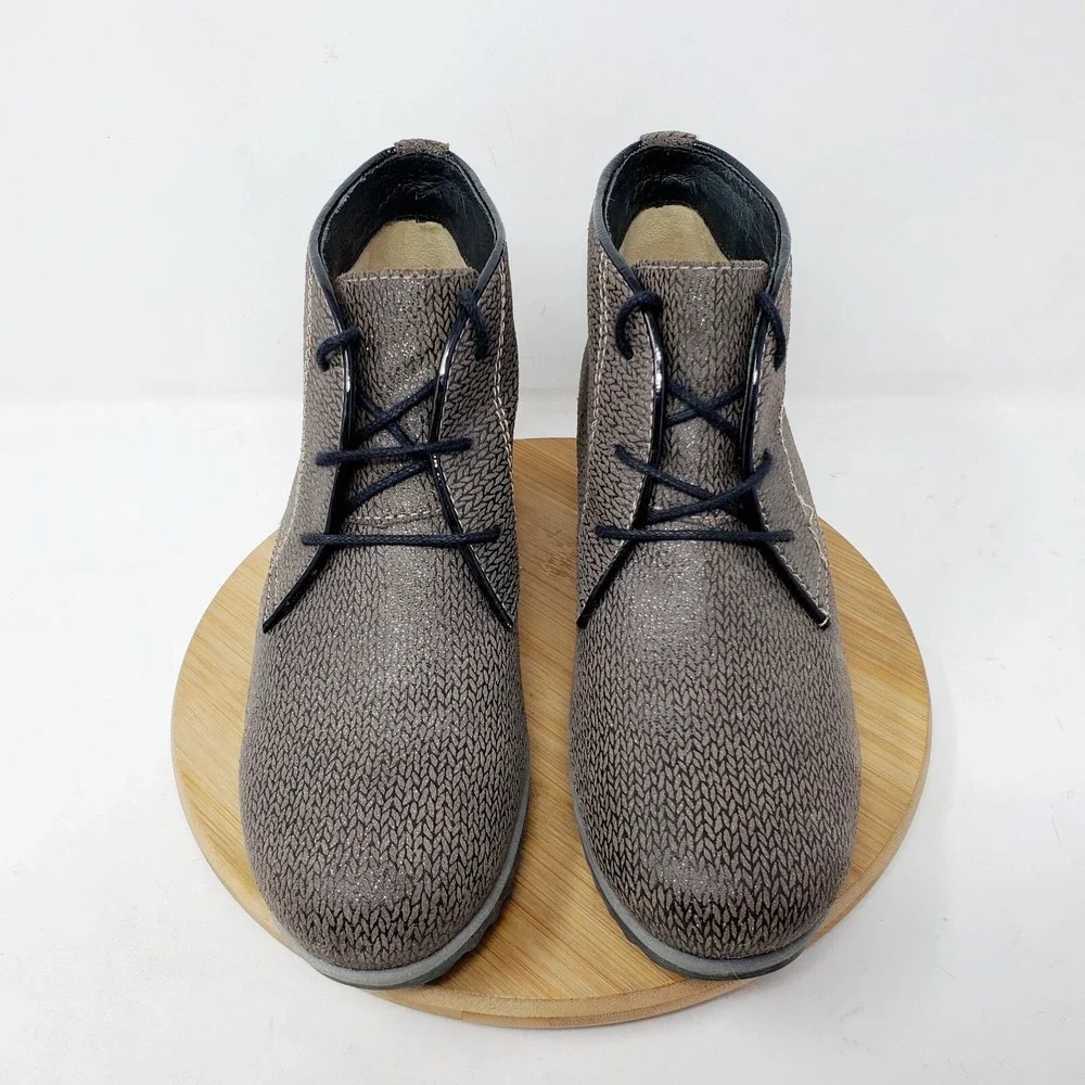 Wolky Ankle Boots Womens 38 Dusky Leather Lace Up Wedge Heel Bootie Comfort Shoe